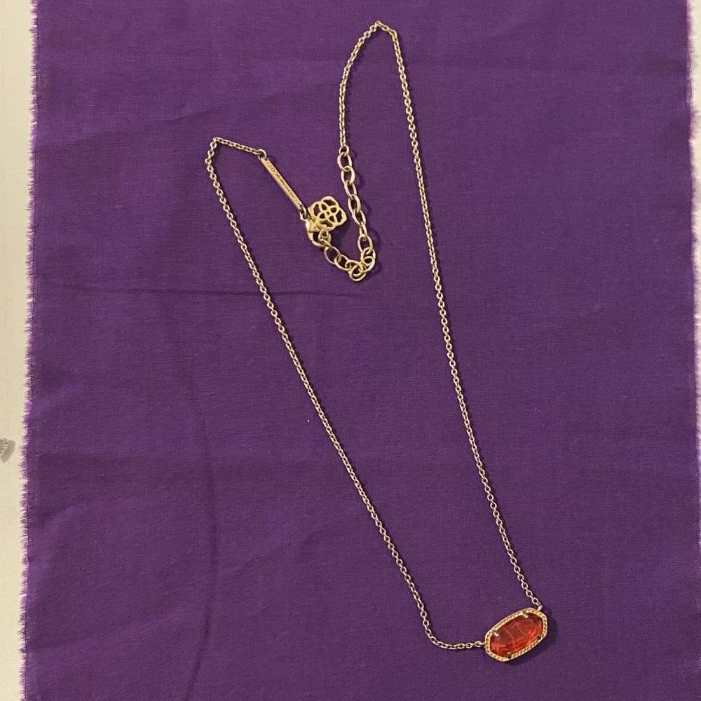 Kendra Scott Gold Necklace with Fiery Pendant